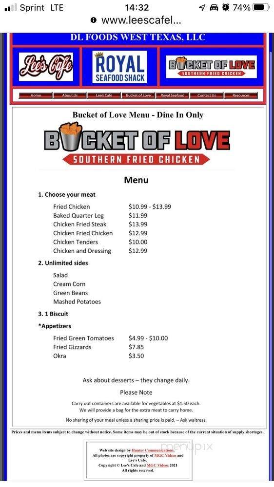Bucket Of Love Southern Fried Chicken - Lubbock, TX menu_pic