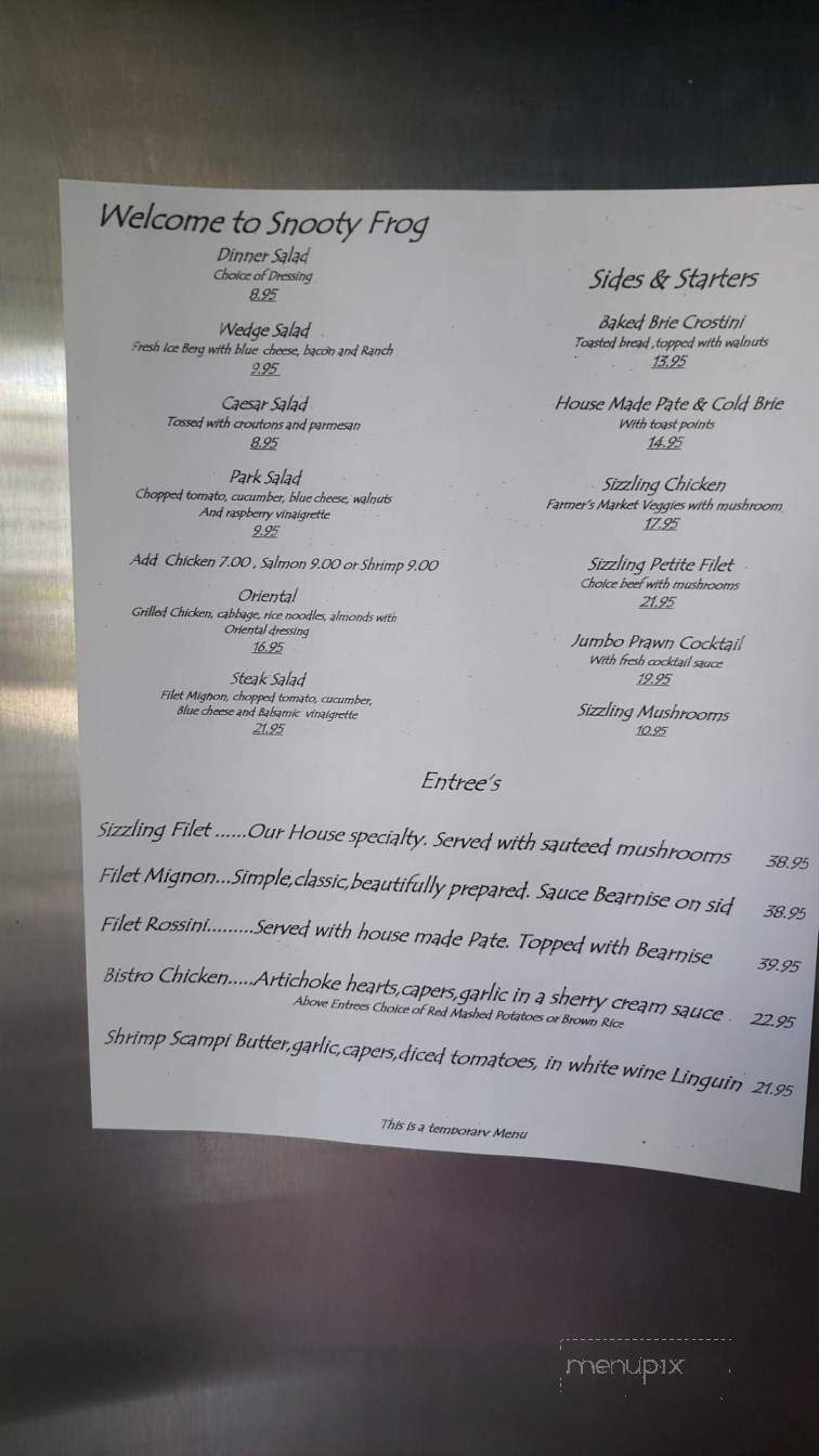 Snooty Frog - Cameron Park, CA menu_pic