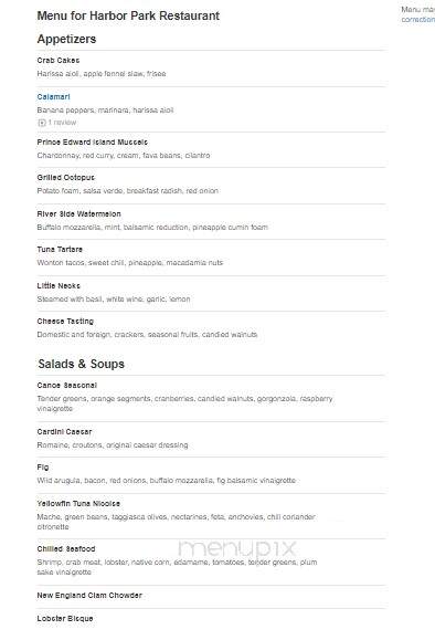 Harbor Park Restaurant - Middletown, CT menu_pic