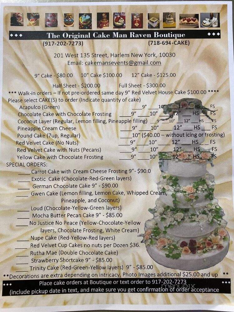 Cake Man Raven - Brooklyn, NY menu_pic