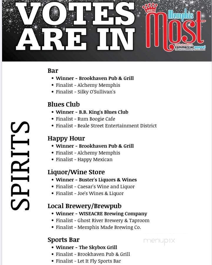 Skybox Grill & Bar - Collierville, TN menu_pic
