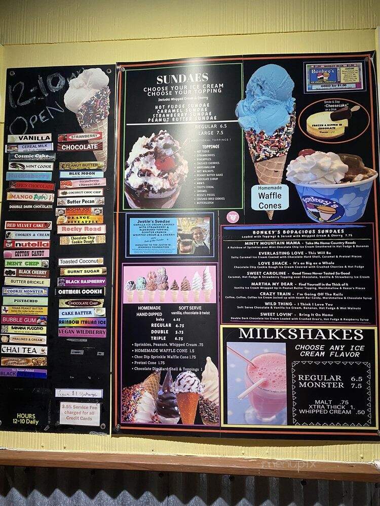 Bonkey's Ice Cream & Snoballs - Ocean View, DE menu_pic