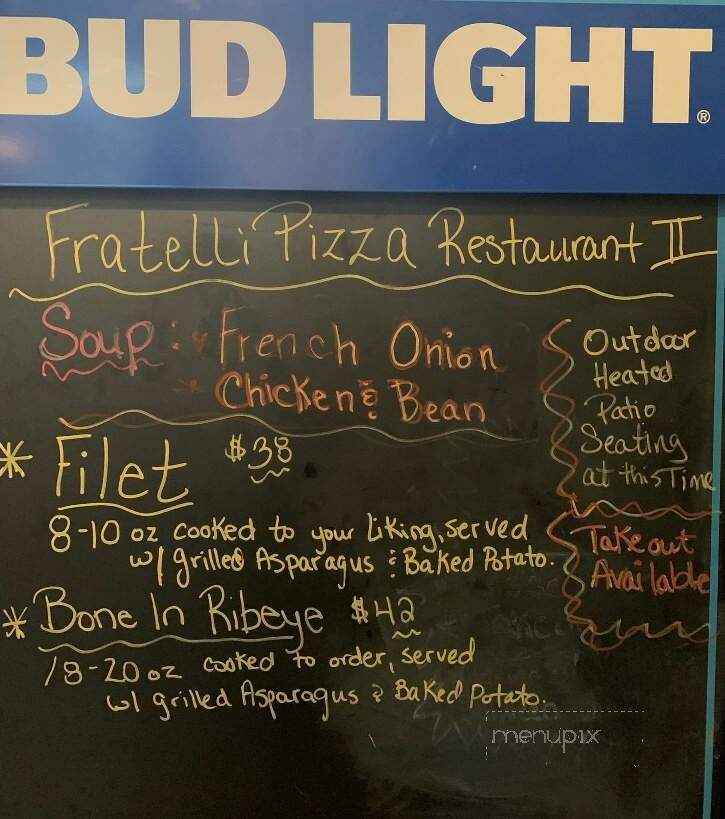 Fratelli Pizza Restaurant and Bar II - Wilmington, NY menu_pic