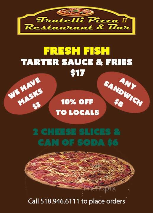 Fratelli Pizza Restaurant and Bar II - Wilmington, NY menu_pic