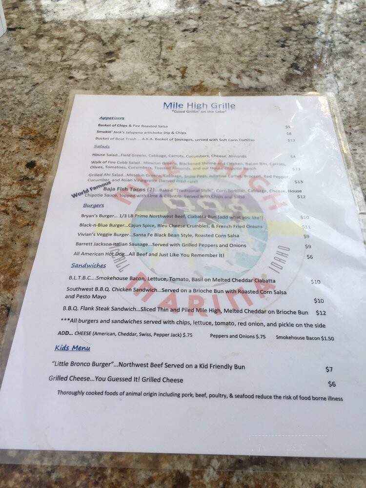 Mile High Marina Grill - McCall, ID menu_pic