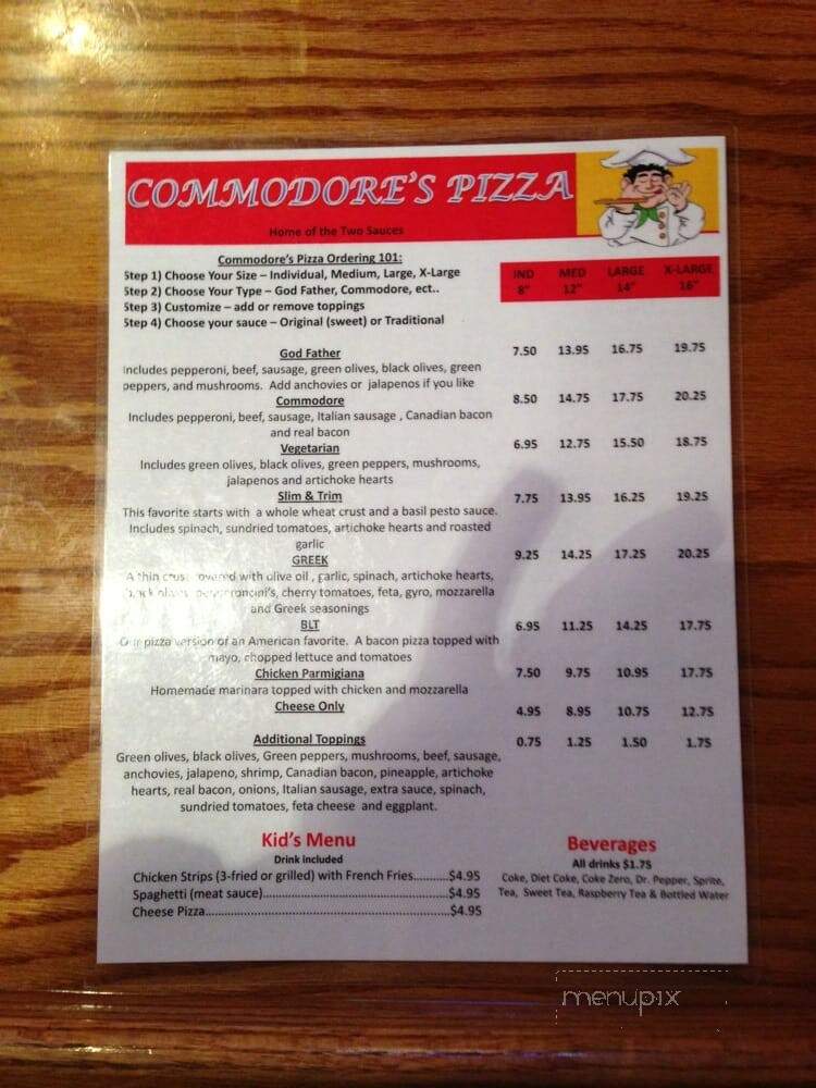 Commodore's Pizza - Hammond, LA menu_pic