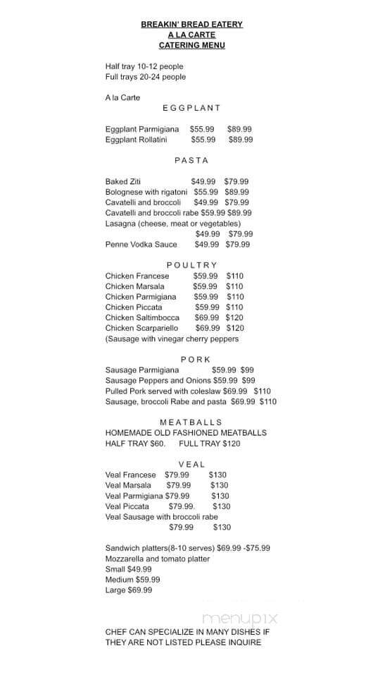 Breakin Bread - Toms River, NJ menu_pic