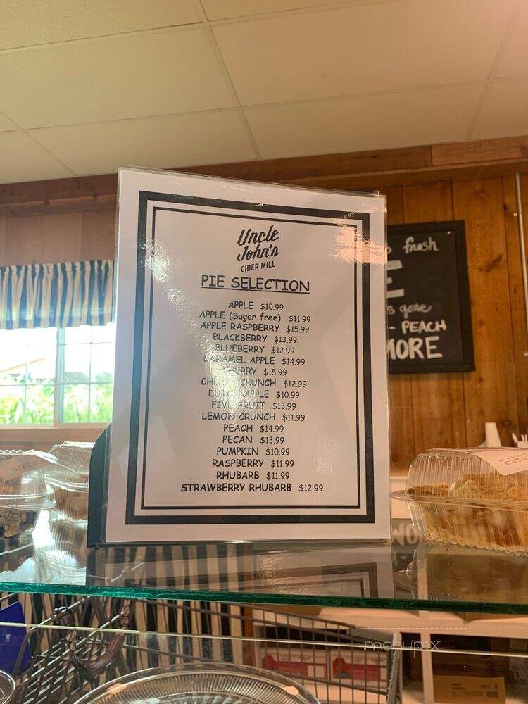 Uncle John's Cider Mill - St Johns, MI menu_pic