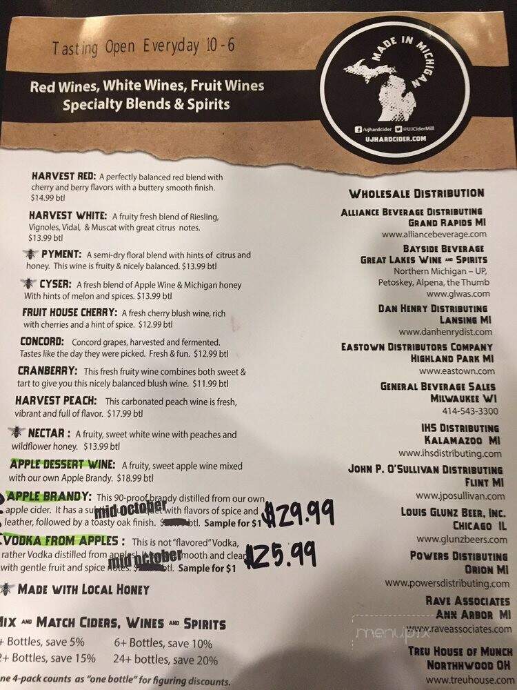 Uncle John's Cider Mill - St Johns, MI menu_pic