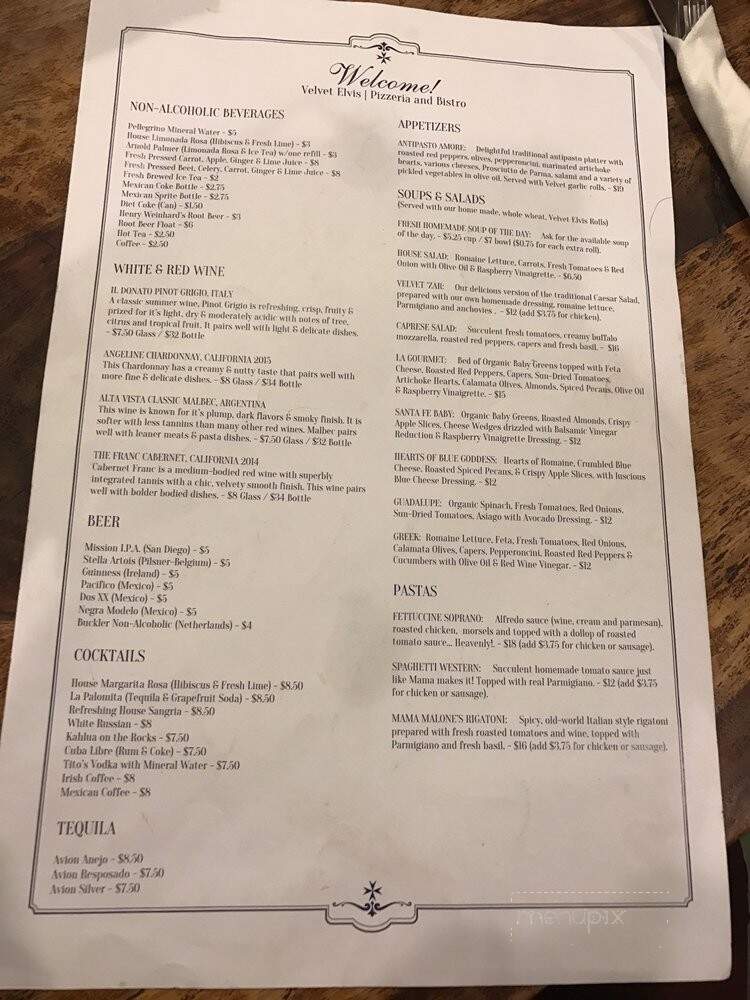 Velvet Elvis at La Misión - Patagonia, AZ menu_pic