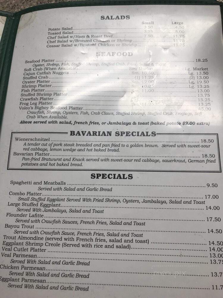 Voleo's Seafood Restaurant - Westwego, LA menu_pic
