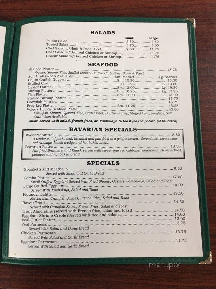 Voleo's Seafood Restaurant - Westwego, LA menu_pic