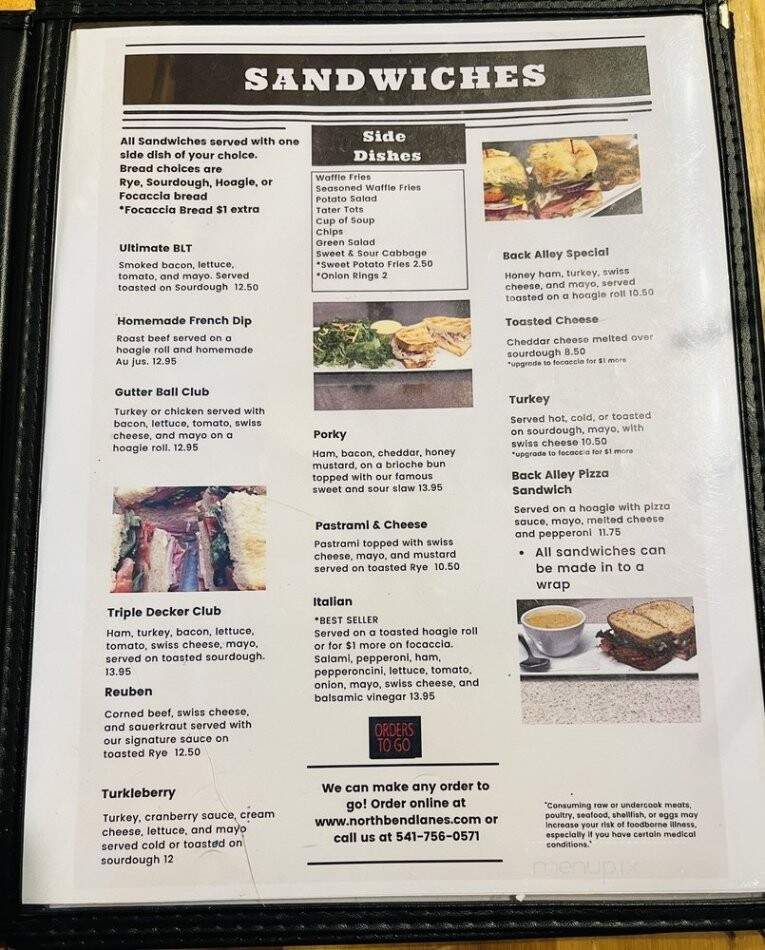Back Alley Pub and Grill - North Bend, OR menu_pic