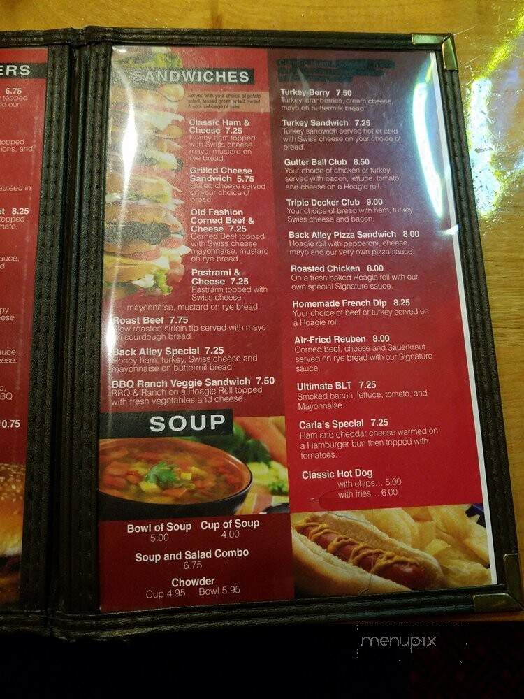 Back Alley Pub and Grill - North Bend, OR menu_pic
