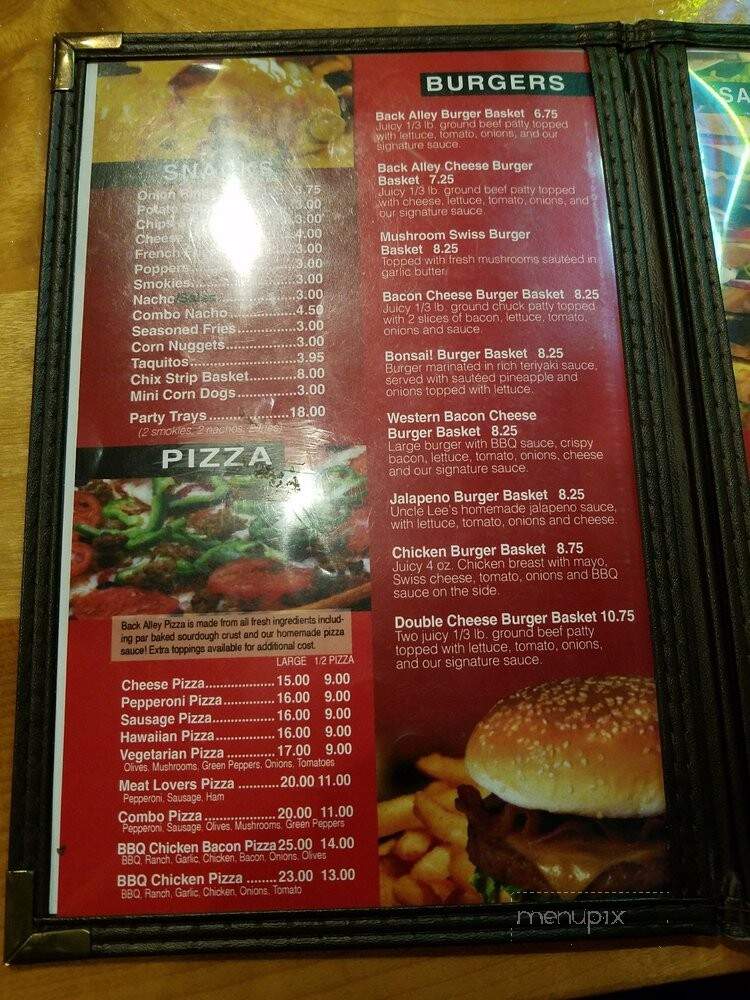 Back Alley Pub and Grill - North Bend, OR menu_pic