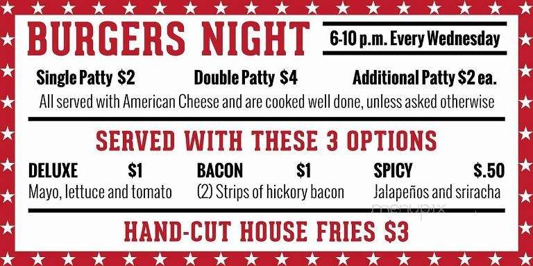 Sandy Hook Tavern - Hazel Green, WI menu_pic