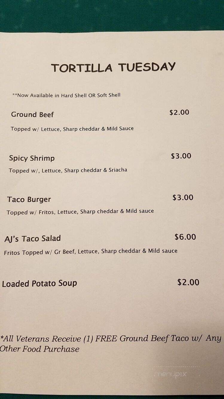 Sandy Hook Tavern - Hazel Green, WI menu_pic