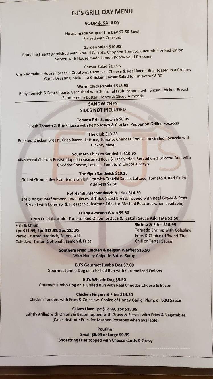 E-J's Grill And General Store - Annapolis, NS menu_pic