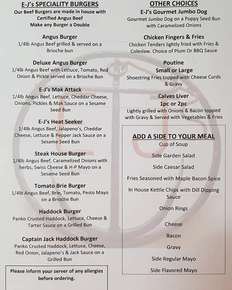 E-J's Grill And General Store - Annapolis, NS menu_pic