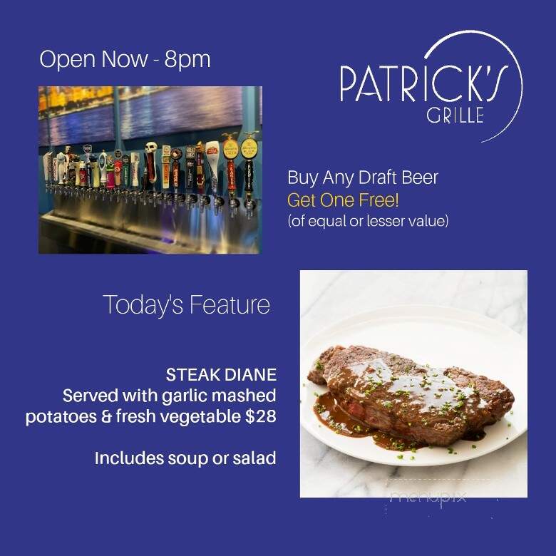 Patrick's Grille - Michigan City, IN menu_pic