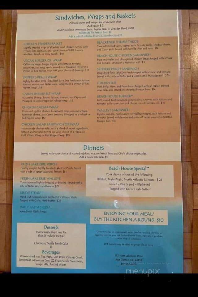 Docks Beach House - Port Clinton, OH menu_pic