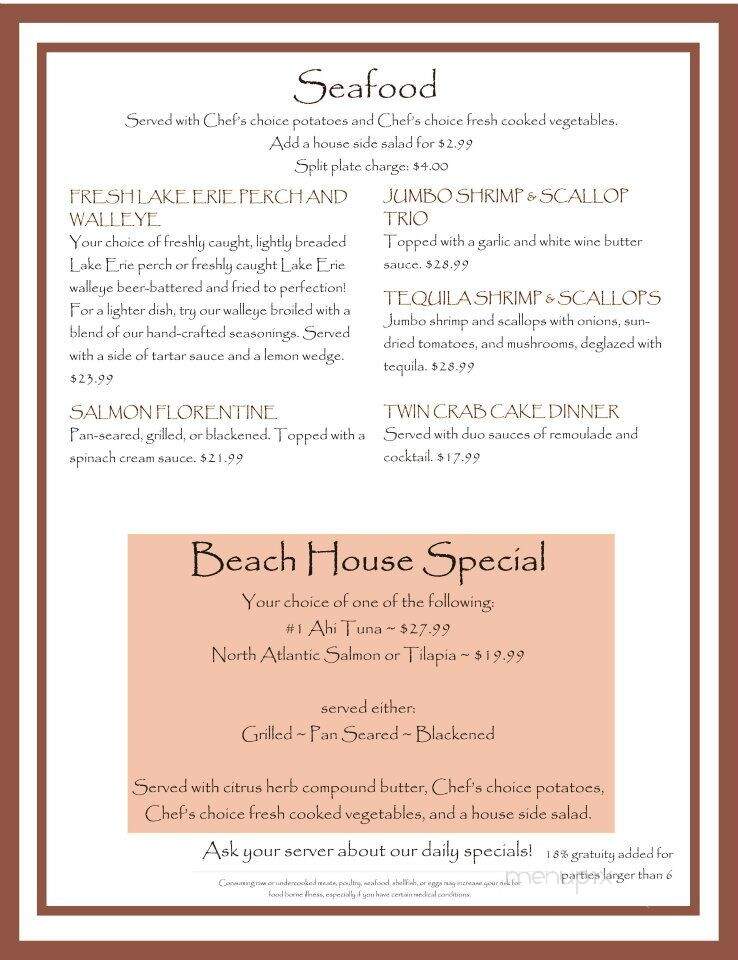 Docks Beach House - Port Clinton, OH menu_pic