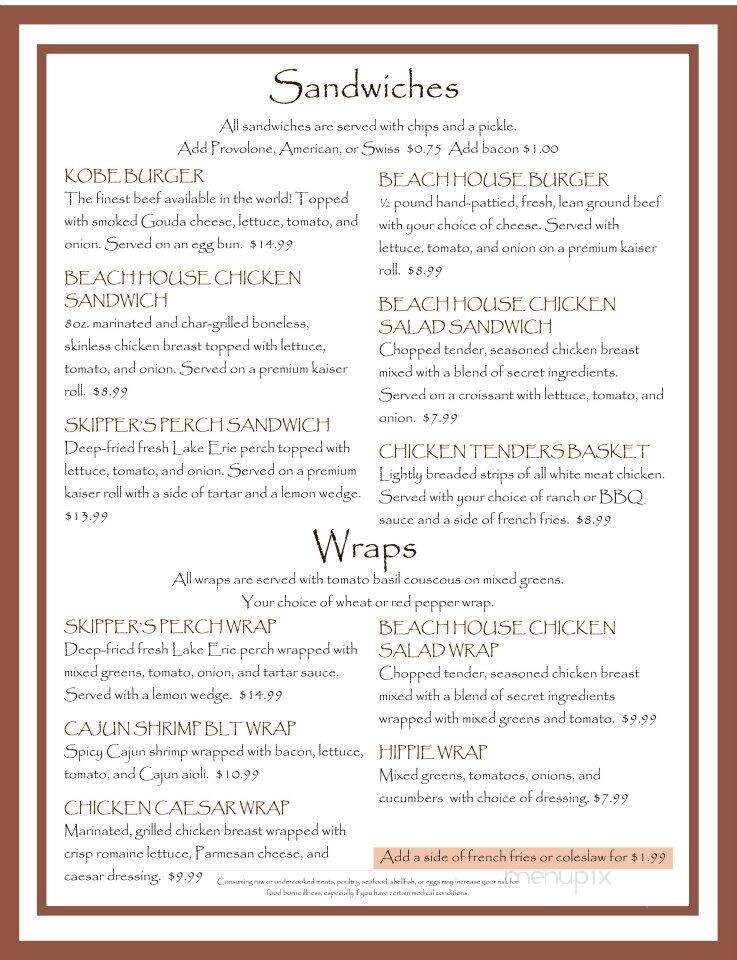 Docks Beach House - Port Clinton, OH menu_pic