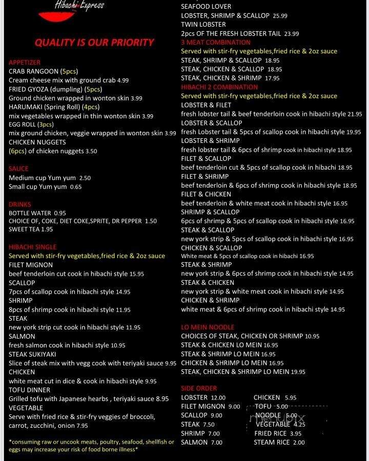 Mardiyama Hibachi Express - Waynesville, MO menu_pic