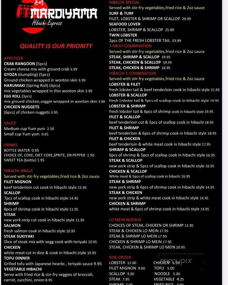 Mardiyama Hibachi Express - Waynesville, MO menu_pic