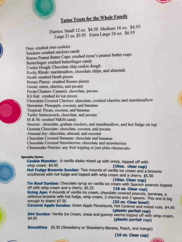 Tastee Treet - Fennville, MI menu_pic