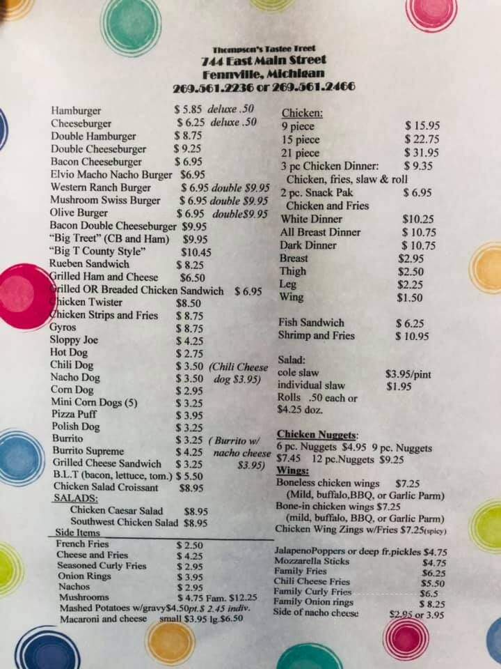 Tastee Treet - Fennville, MI menu_pic
