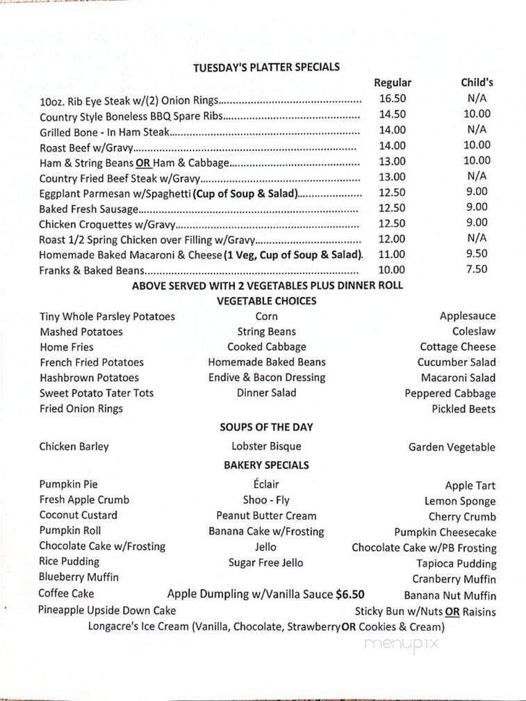 Saville's Diner - Boyertown, PA menu_pic