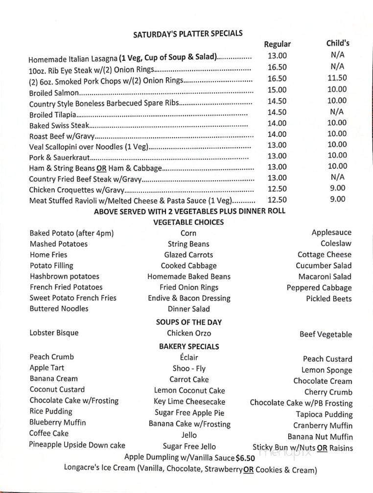 Saville's Diner - Boyertown, PA menu_pic