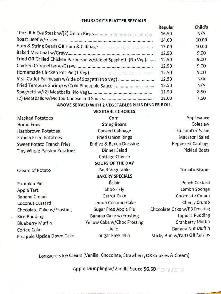 Saville's Diner - Boyertown, PA menu_pic