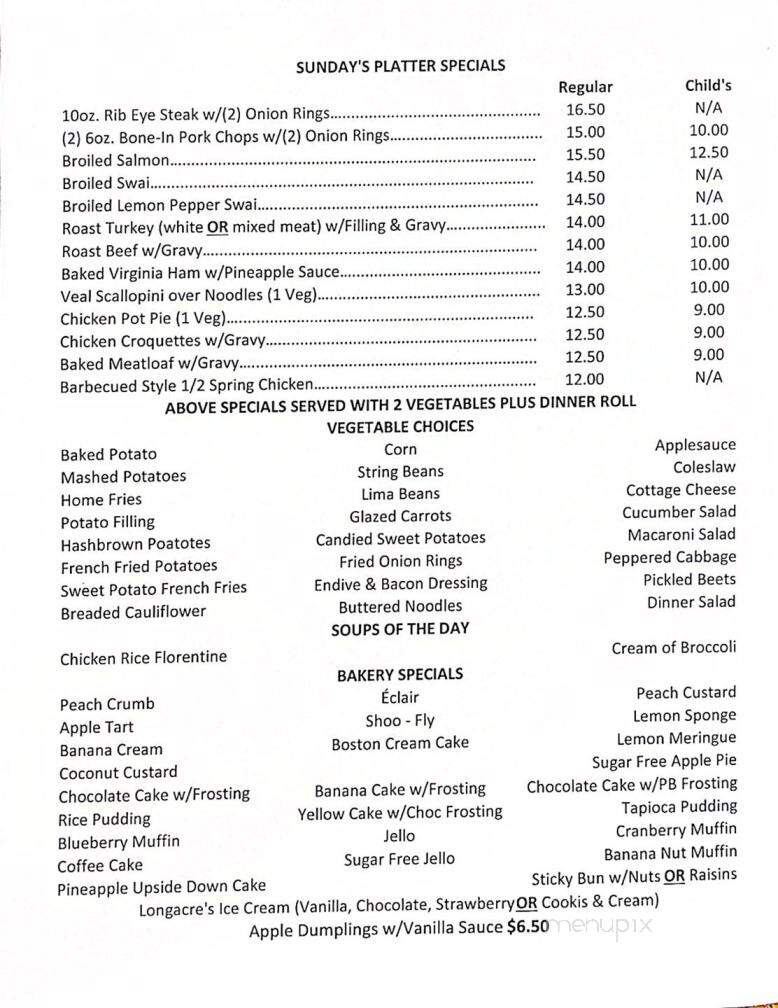 Saville's Diner - Boyertown, PA menu_pic