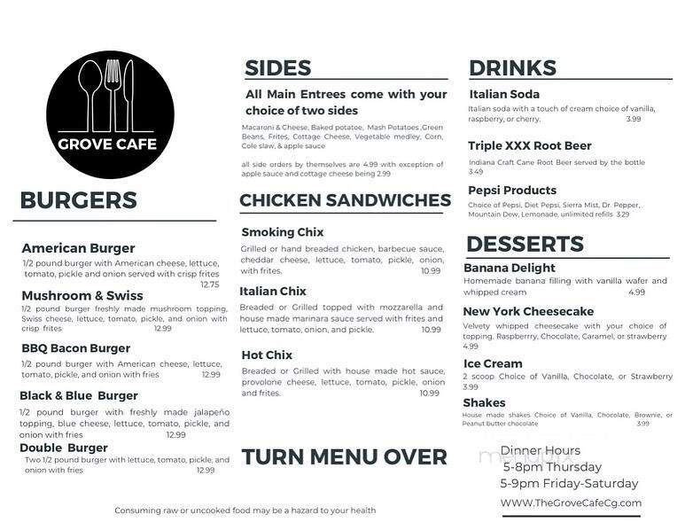 The Grove Cafe - Bargersville, IN menu_pic