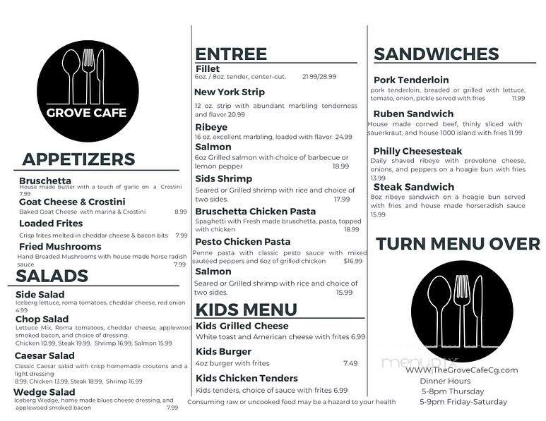 The Grove Cafe - Bargersville, IN menu_pic