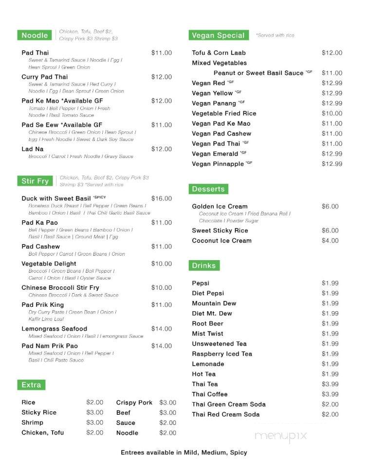 Little Siam - Neenah, WI menu_pic
