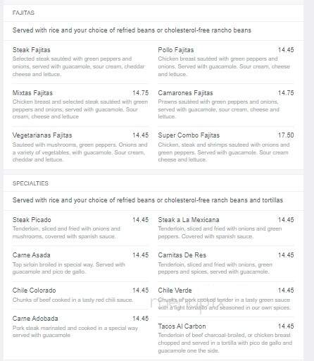 El Sombrero Mexican Restaurant - Lewiston, ID menu_pic