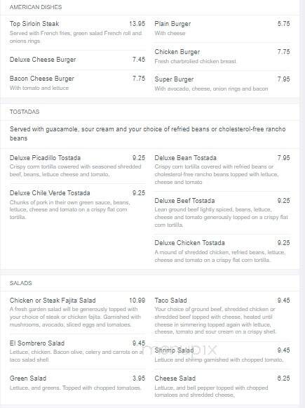 El Sombrero Mexican Restaurant - Lewiston, ID menu_pic