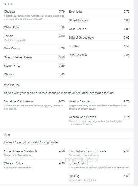 El Sombrero Mexican Restaurant - Lewiston, ID menu_pic