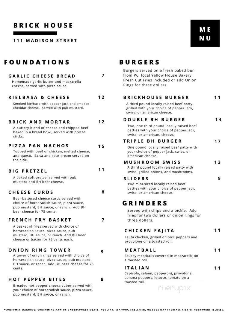 The Brick House - Port Clinton, OH menu_pic