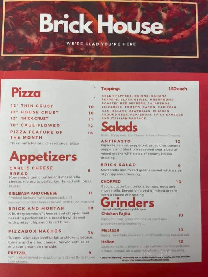 The Brick House - Port Clinton, OH menu_pic