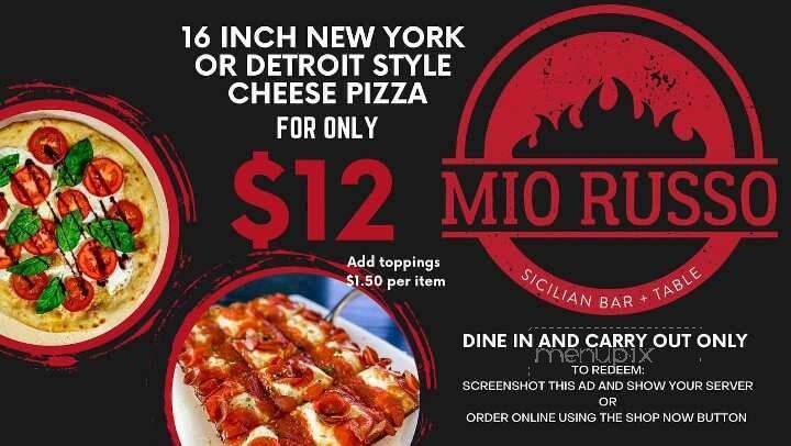 Mio Russo Sicilian Bar + Table - Bettendorf, IA menu_pic