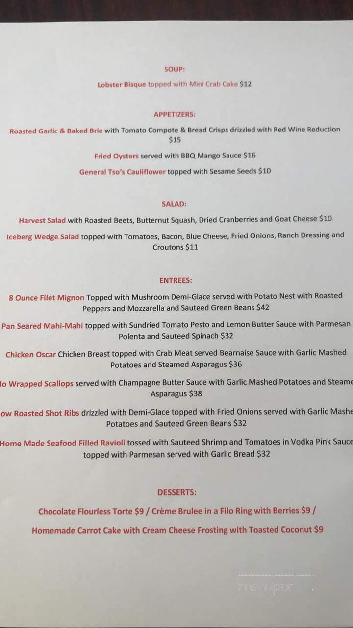 Wildfire Grill - Montgomery, NY menu_pic