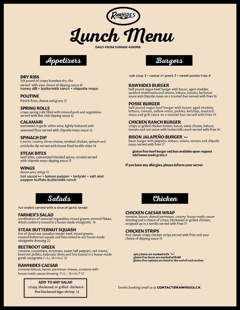Rawhides - Stenen, SK menu_pic