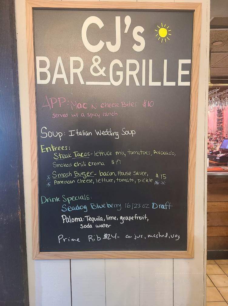 CJ's Bar & Grille - Plymouth, MA menu_pic