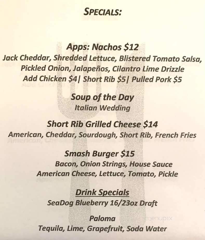 CJ's Bar & Grille - Plymouth, MA menu_pic