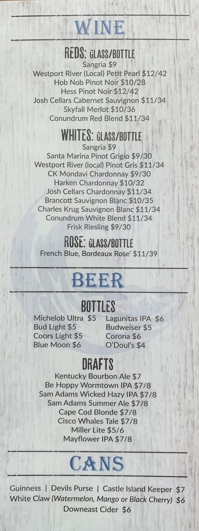 CJ's Bar & Grille - Plymouth, MA menu_pic