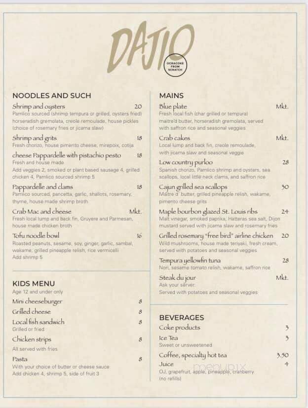 Dajio - Ocracoke, NC menu_pic